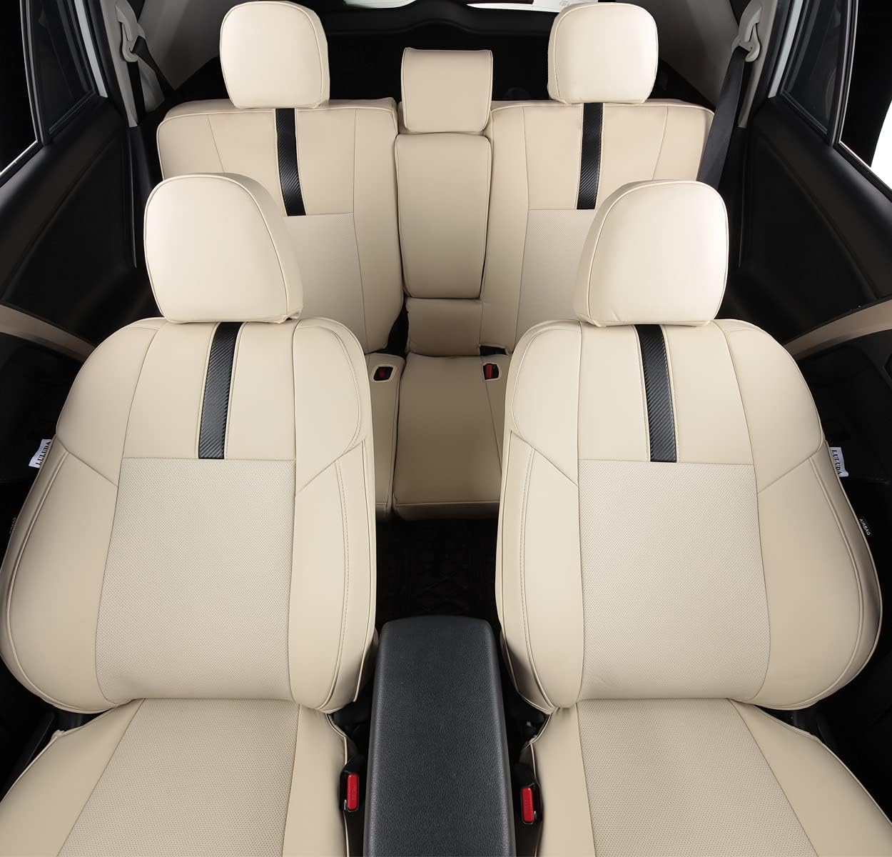 LULUDA Custom Fit RAV4 Seat Covers - Waterproof Faux Leather for Toyota RAV4 2013-2018 (Beige) image number 2