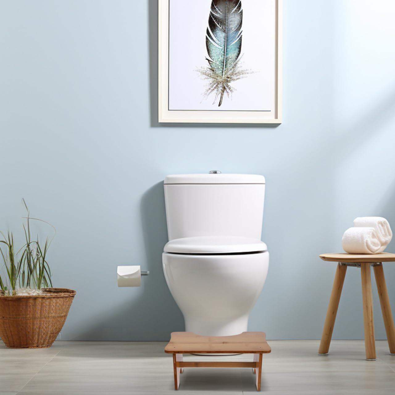 VICASKY Wooden Toilet Stepping Stool for Adults and Boys and Girls Portable 2-Step Footstool Tea Color Bathroom Foot Support Tool for Potty Training and Home Use