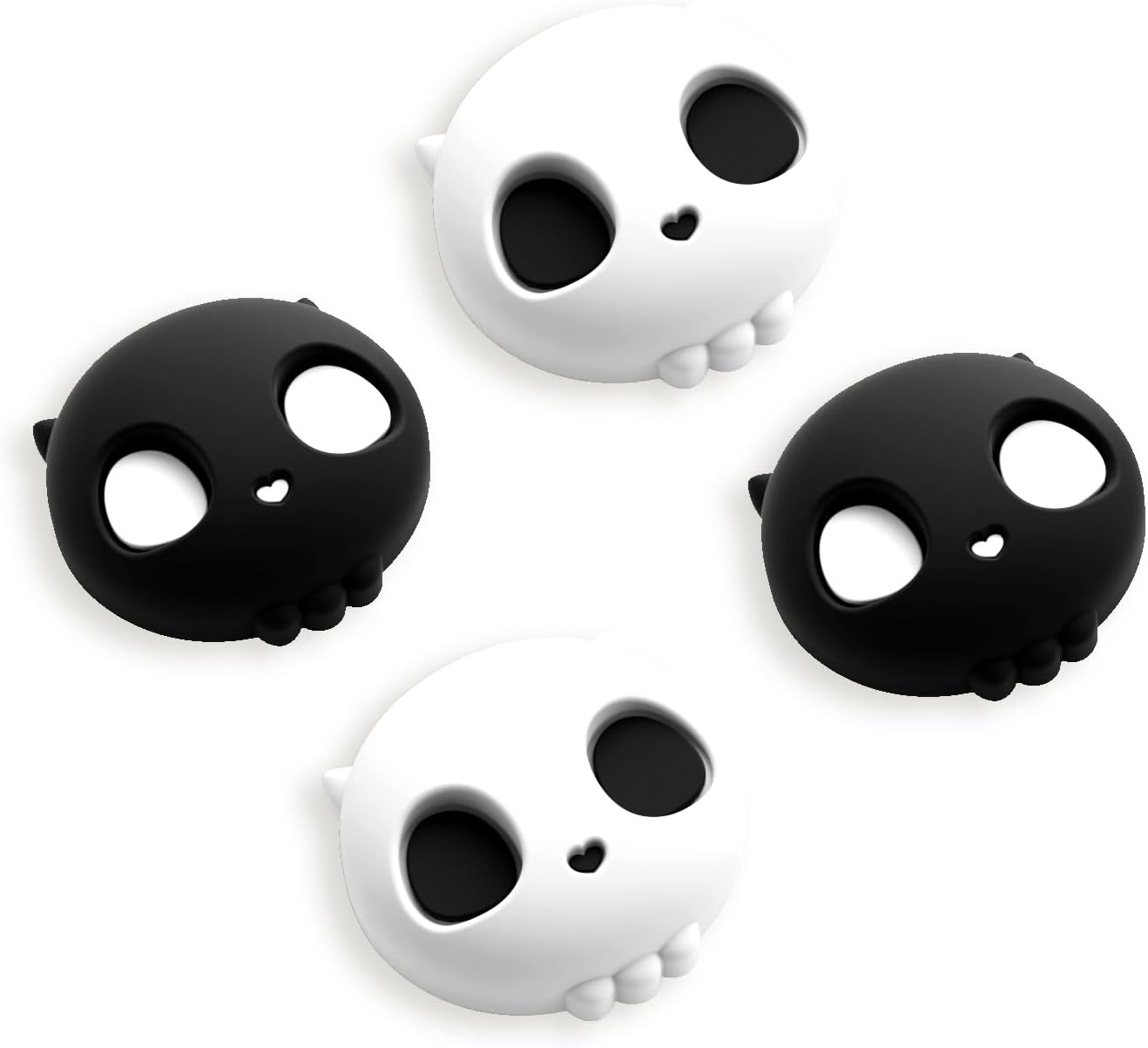 Geekshare Skull Joystick Caps Compatible with Nintendo Switch 2, Anti-Slip Silicone Thumb Grip Caps for Switch 2025, Black & Pink, 4PCS