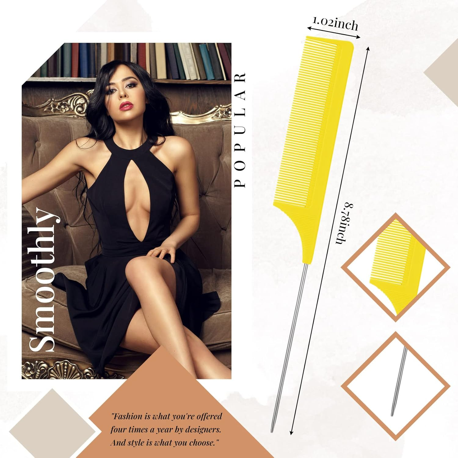 Edges Brush, Pack of 3 Sleek Bun Brush for Sleek Braid, Witbicg Teasing Brush Hair Brush Bristle Comb Baby Hair Brush Touping Brush Baby Hair Suitable for Hairdresser Lady Baby Child (Yellow)