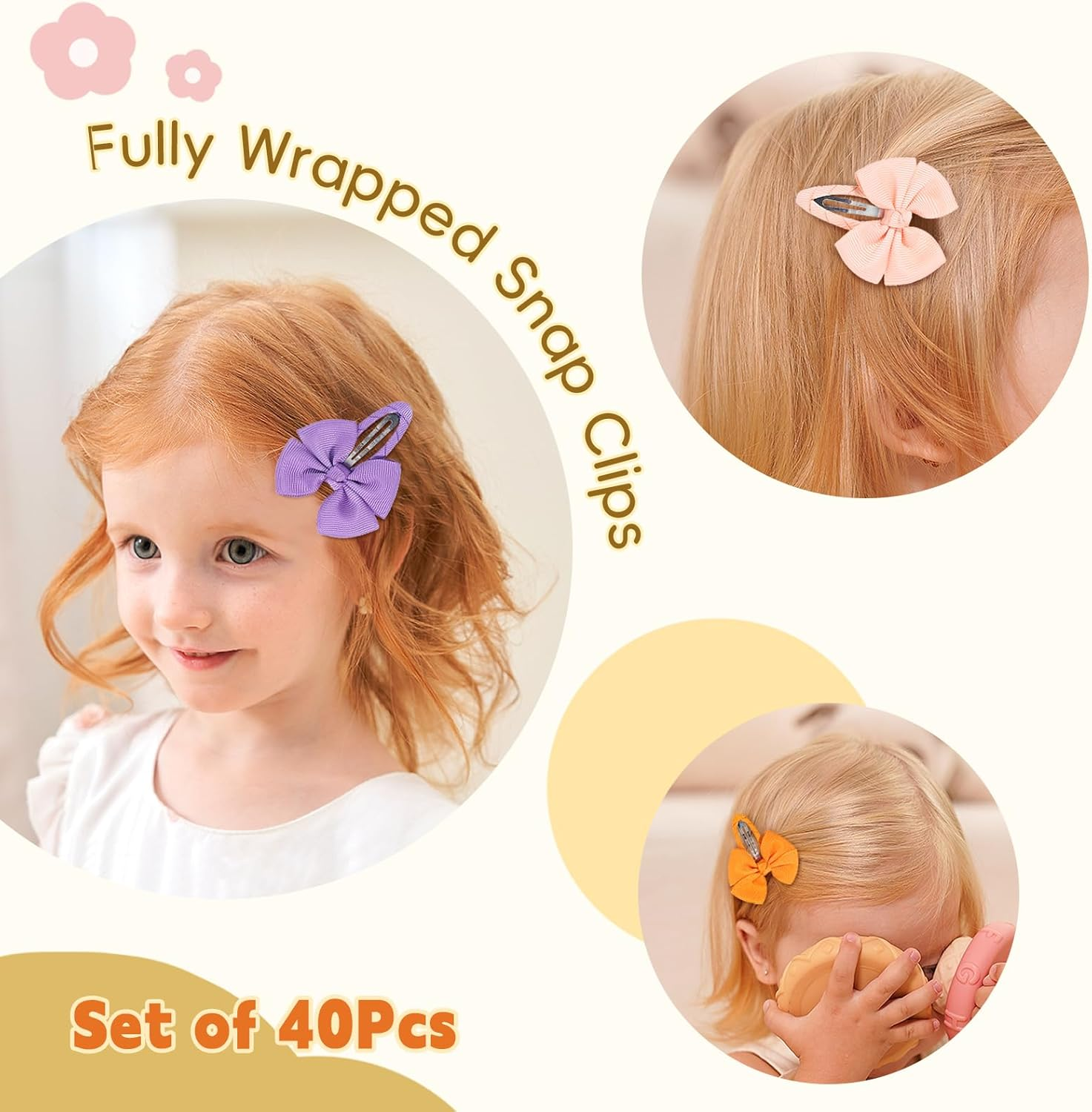 Choicbaby Pack of 40 Hair Clips Girls, 2 Inch Hair Clip Bow Hair Clips Children Girls Hair Accessories for Baby Girls Toddlers image number 6