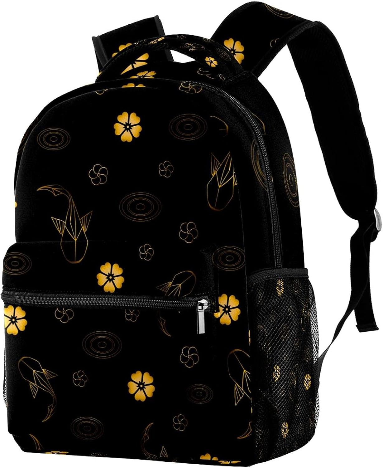 Golden Fish and Cherry Blossoms Backpack Students Shoulder Bags Travel Bag College School Tote Backpacks image number 1