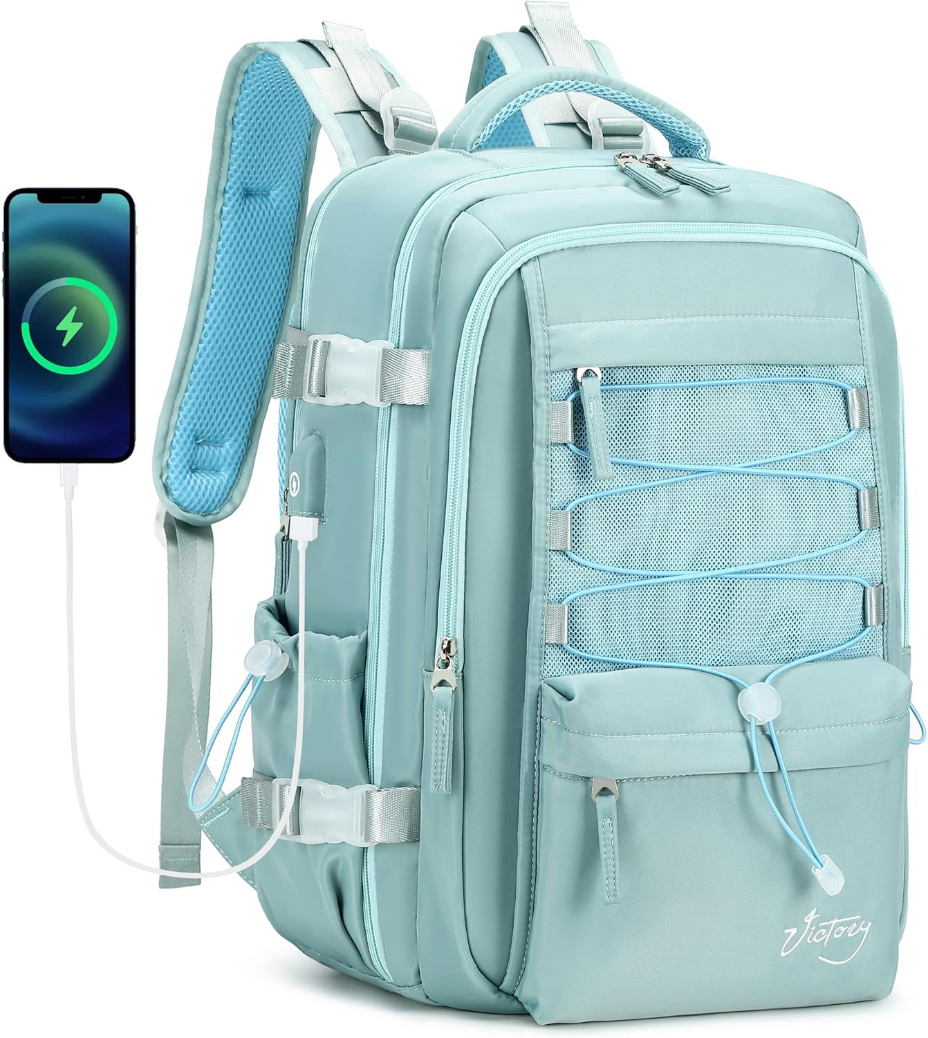 AO ALI VICTORY Travel Backpack for Women Men Laptop Backpacks with USB Port Carry on Backpack Large School College Bookbags