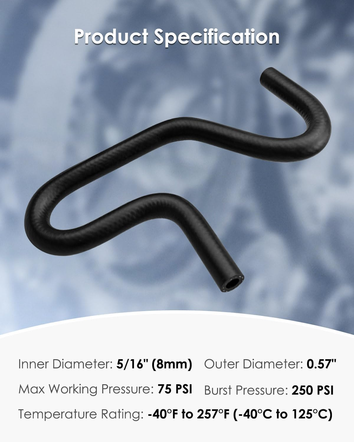 5/16" 8 Mm Mandrel-Formed Molded Rubber Fuel Line Hose Elbow 45 90 135 180 Degree Bend Turn Angle, 5/16 Molded Hose 75 PSI image number 4