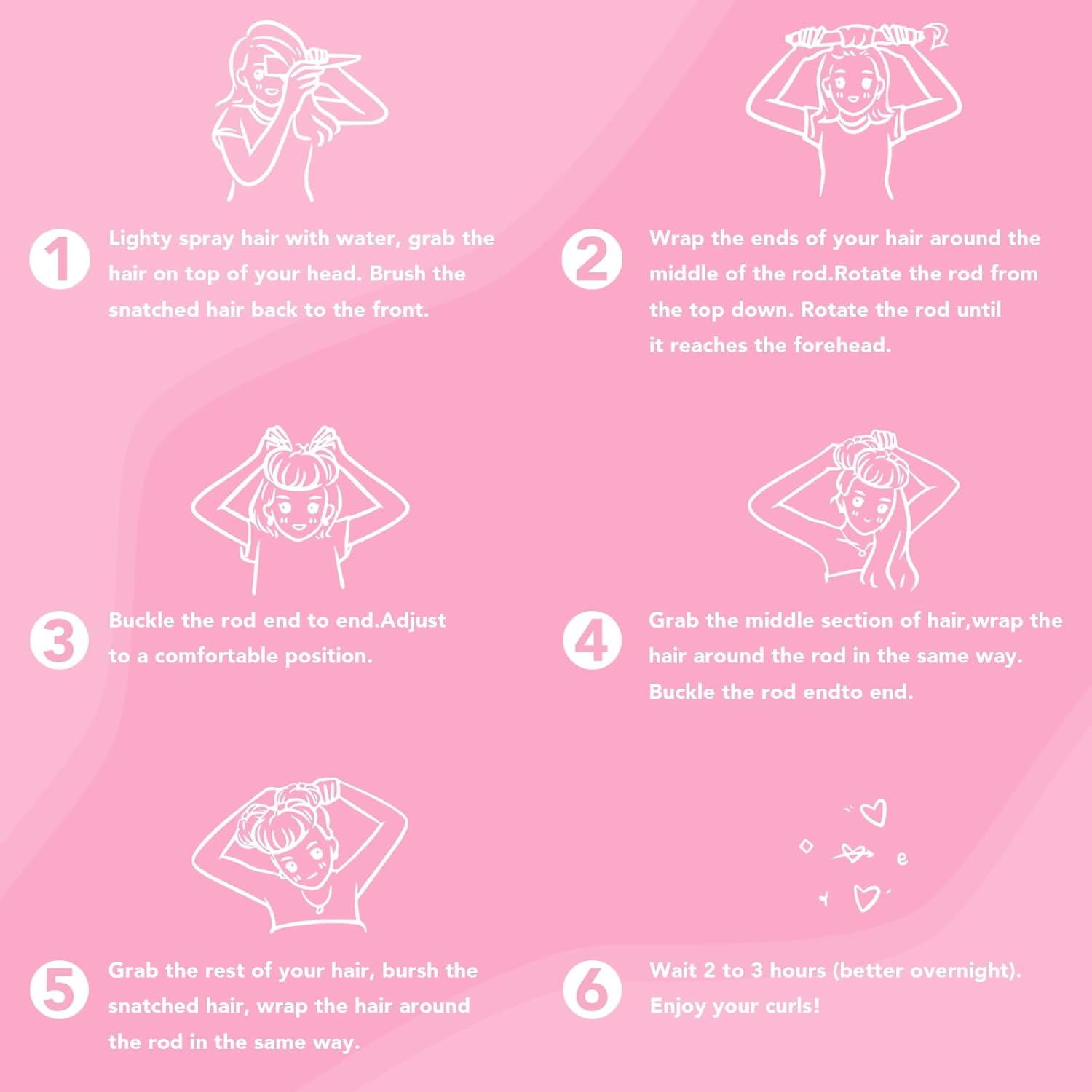 Obeoby 4 in 1 Pack No Heat Curling Rod, Velvet Hair Curlers to Sleep in Overnight Curls with Hook Blowout Rods Headband with Silk Scarf Curl Styling Kit for Long Medium Hair, Pink image number 1