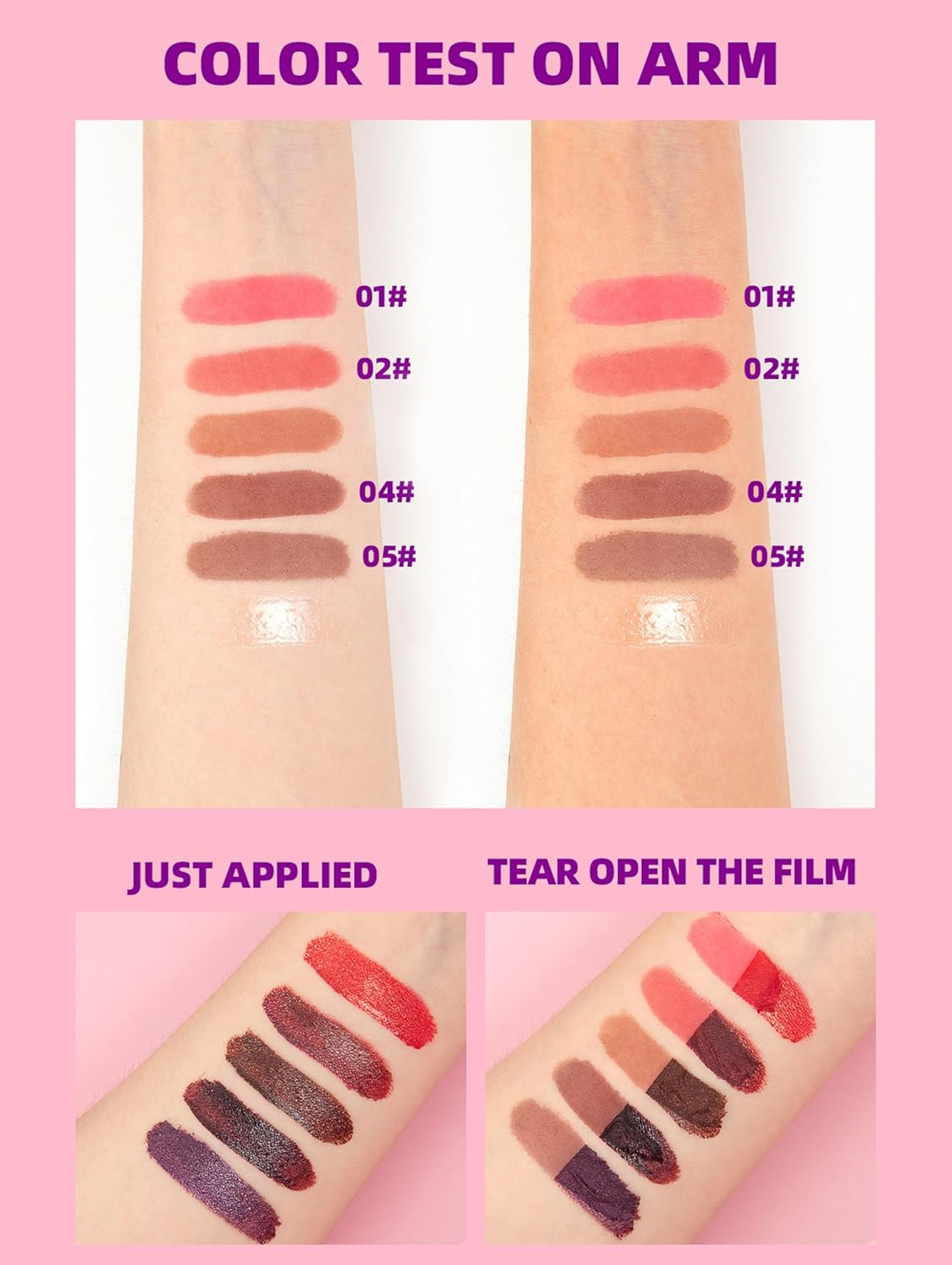 Erinde Lip Stain Peel Off, Long Lasting Peel off Lip Liner Stain, Waterproof Matte Lip Tint for Women, Transferproof Lip Gloss with Tweezer, Highly Pigmented Color Lipstain, #01 - 01 image number 2