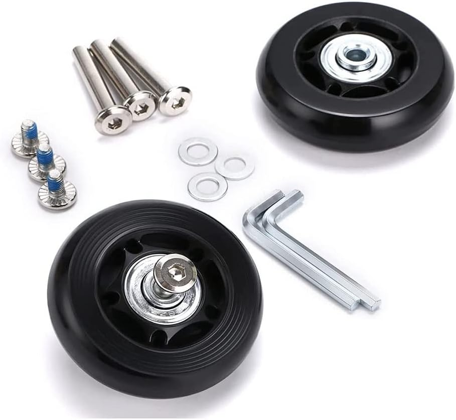 Lyaciomn 1 Set of 4 Luggage Suitcase Replacement Wheels Rubber Swivel Caster Wheels Bearings Repair Kits Black image number 3