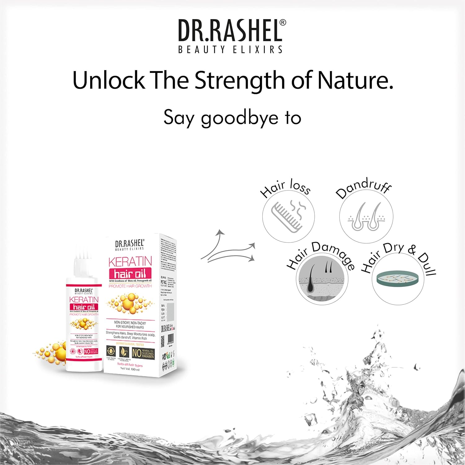 DR.RASHEL Keratin Hair Oil with Goodness of Shea & Fenugreek Oil Promotes Hair Growth (100 Ml) image number 1