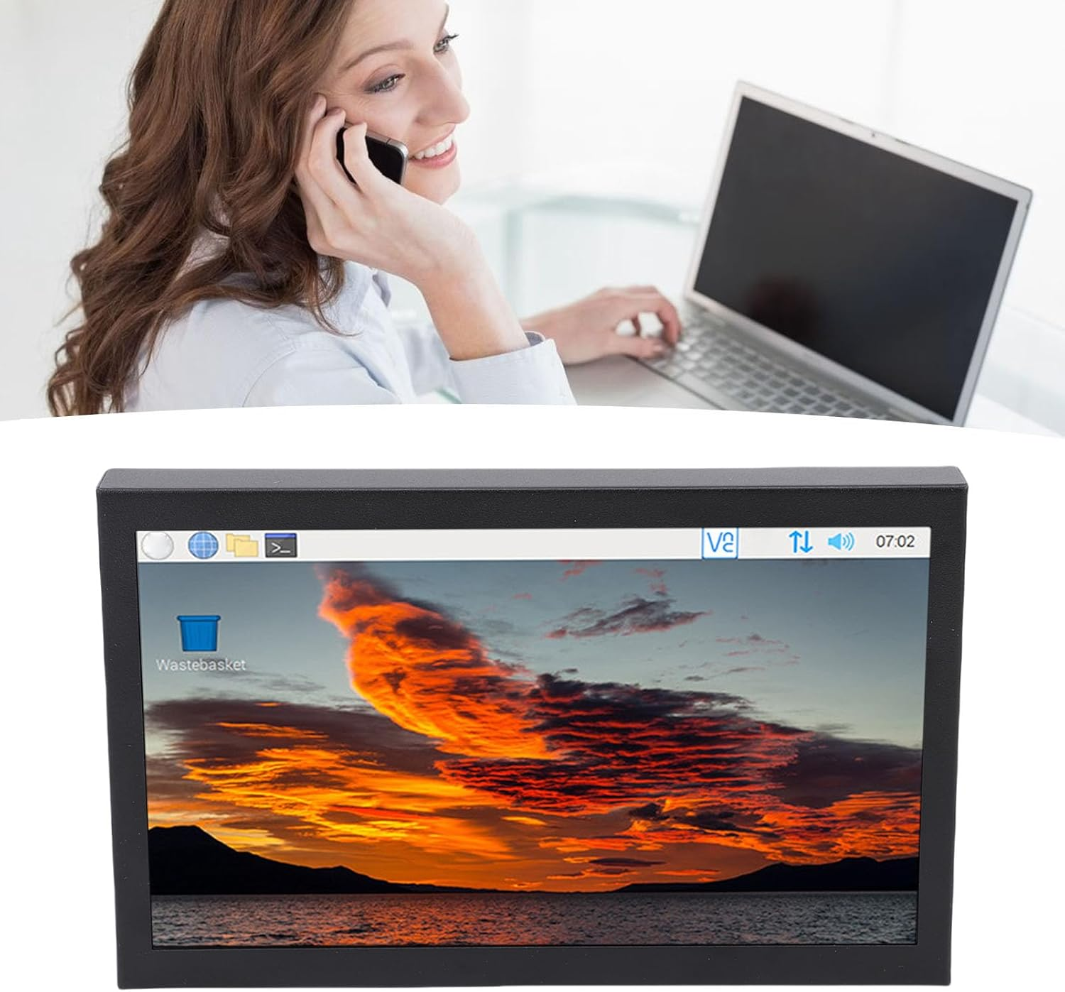 Diyeeni 7Inch Portable Monitor, 1024 * 600P HDMI VGA AV Second External Monitor for Laptop PC, for Raspi for Jetsonnano, Gaming Display, Full Viewing Angle image number 6