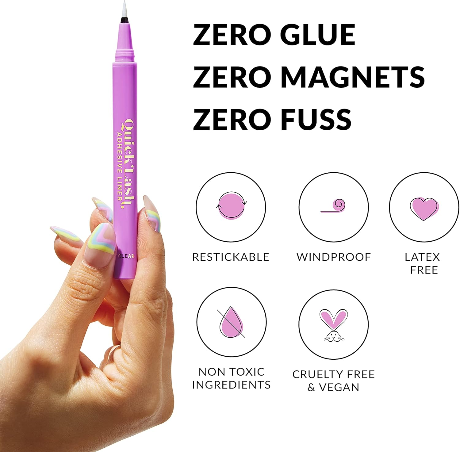 The Quick Flick 2 in 1 Adhesive Liner, Clear, 40 G - Black image number 5