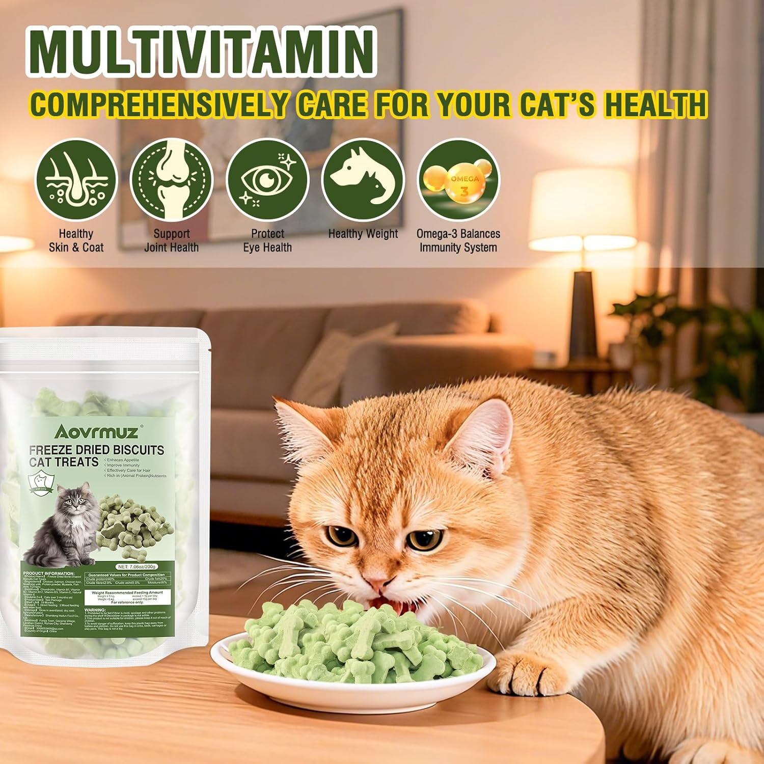 Salmon Freeze Dried Cat Dog Treats 200G Chicken Healthy Food Topper Bone-Shaped Biscuit Snacks image number 1