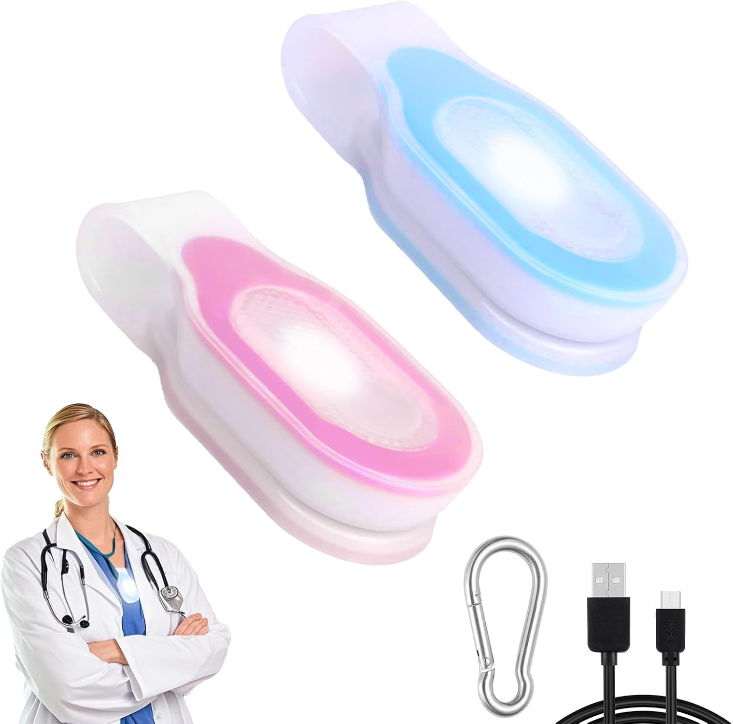 2Pcs Nurse Light for Night Shift Hands Free - Torch Rechargeable Clip-On LED Flashlight for Badge Reel Small Portable Nursing Accessories for Running Healthcare Workers image number 5