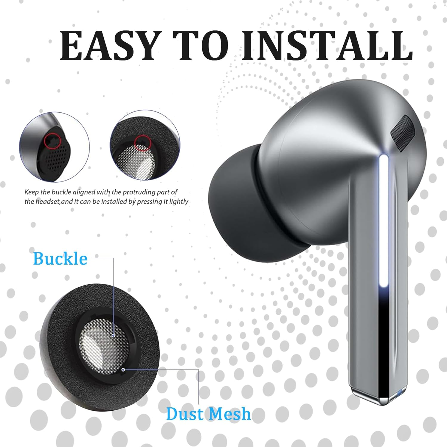 Umvowuxa Galaxy Buds 3 Pro Memory Foam Ear Tips Replacement Comfortable Soft Sound Isolating Ear Tip Covers Ear Tip Accessories Compatible with Samsung Galaxy Buds 3 Pro (3 Pair/Black) image number 4