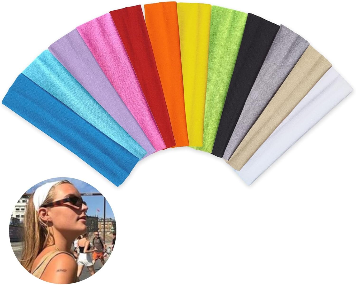Solid Colour High Stretch Sports Hair Bands Yoga Hair Bands Wide Edge Headbands 12 Colours image number 3