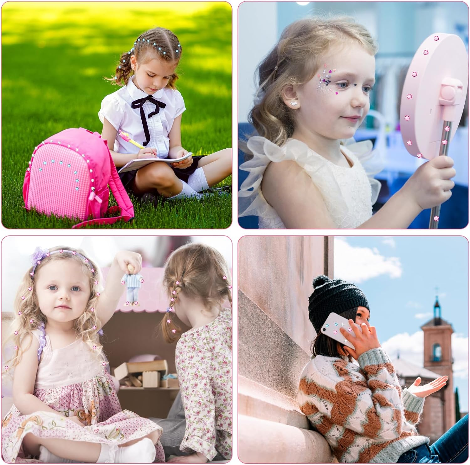 Hair Gem Stamper Bedazzler Deluxe Set with 180 Bling Decoration Ultimate Styling Tool, Rhinestones Diamonds Jewels for Fashion (180GMS) image number 1