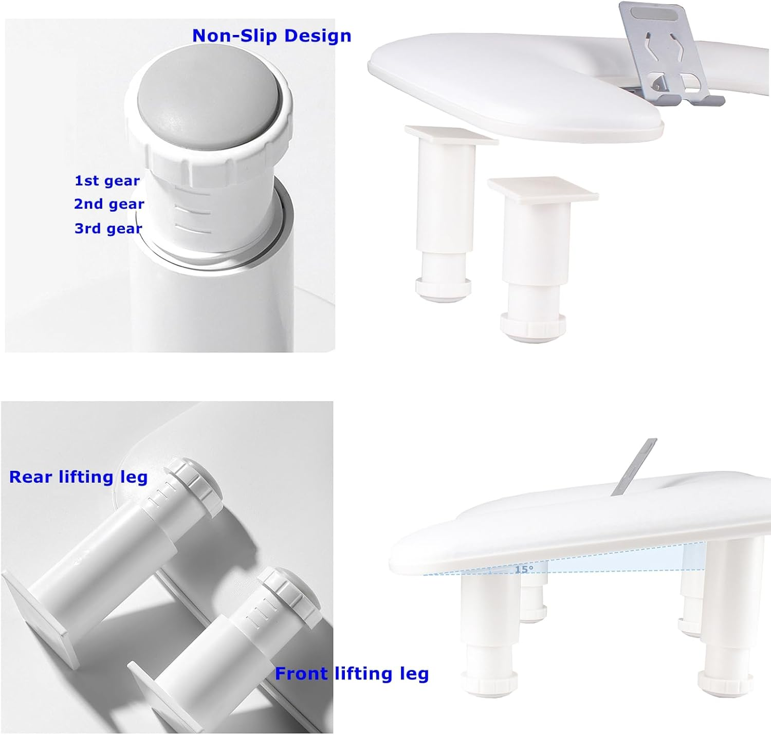 Manicure Arm Rest with Rotating Phone Holder for Nails Tech, U - Shaped Adjustable Nail Hand Rest Stand PU Leather (White) - White image number 4