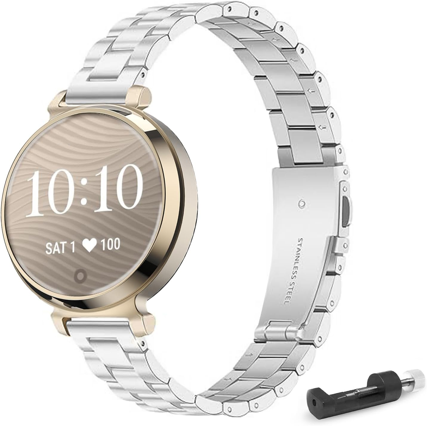 WUWOCJ 14Mm Metal Band Compatible for Garmin Lily 2/Lily 2 Active, Stainless Steel Replacement Straps with Adjustment Tool