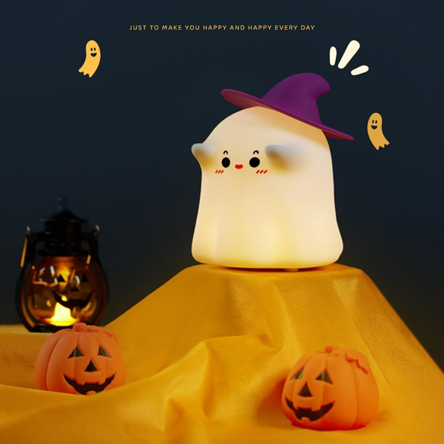 Magician Night Light, Silicone Nightlight with 500Mah Battery, 3 Brightness Modes, Rechargeable Night Lamp for Halloween Decorations Indoor Desktop Nightstand image number 4