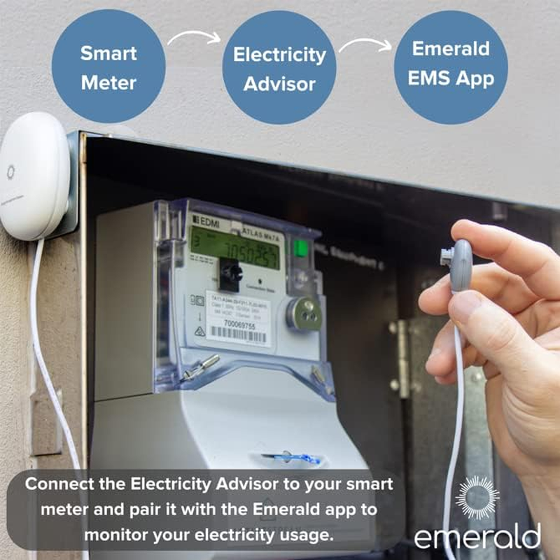 Emerald Electricity Advisor - Smart Bluetooth Enabled Device Monitors and Tracks Electricity Consumption Sending Data Directly to Your Phone. save Money and Energy.
