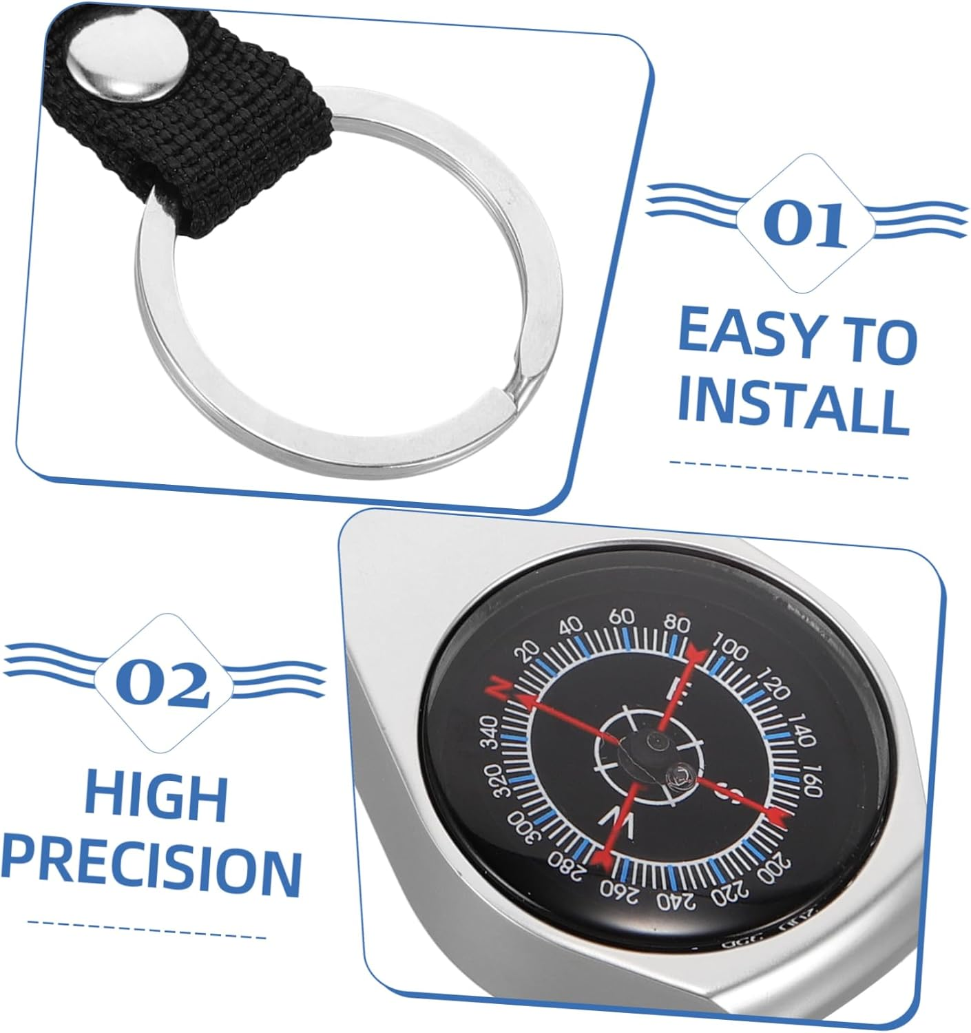 Carabiner Compass Pocket Compass Keychain Compass for Men Mini Compass Outdoor Keychain Compass Camping Accessory Compass Hiking Small Compass Zinc Alloy image number 1