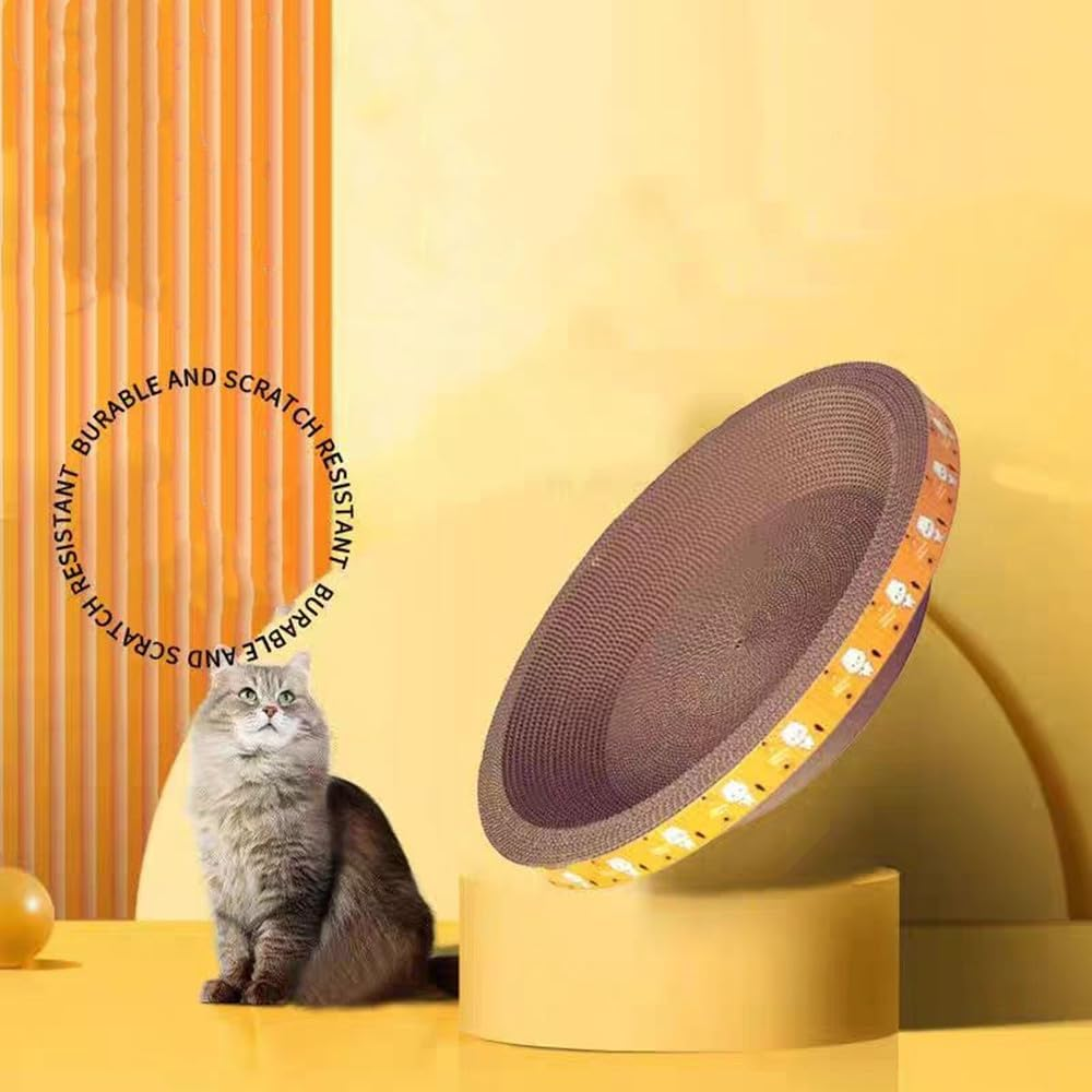 Cat Scratcher Bowl-Shaped Plate Thicken Corrugated Paper Cardboard Nest, Pets Supplier Reversible Kitty Scratching Pad Lounge Bed Interactive Toy image number 5