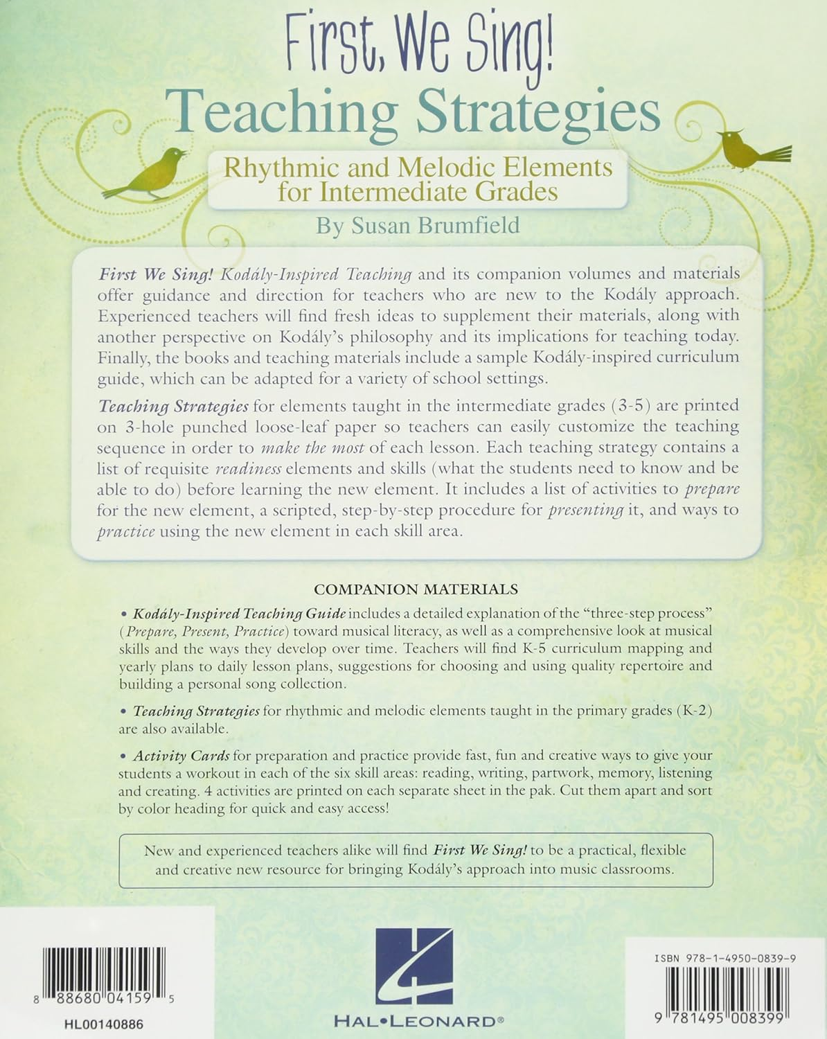 First We Sing! Teaching Strategies - Revised Edition: Rhythmic & Melodic Elements for Intermediate Grades