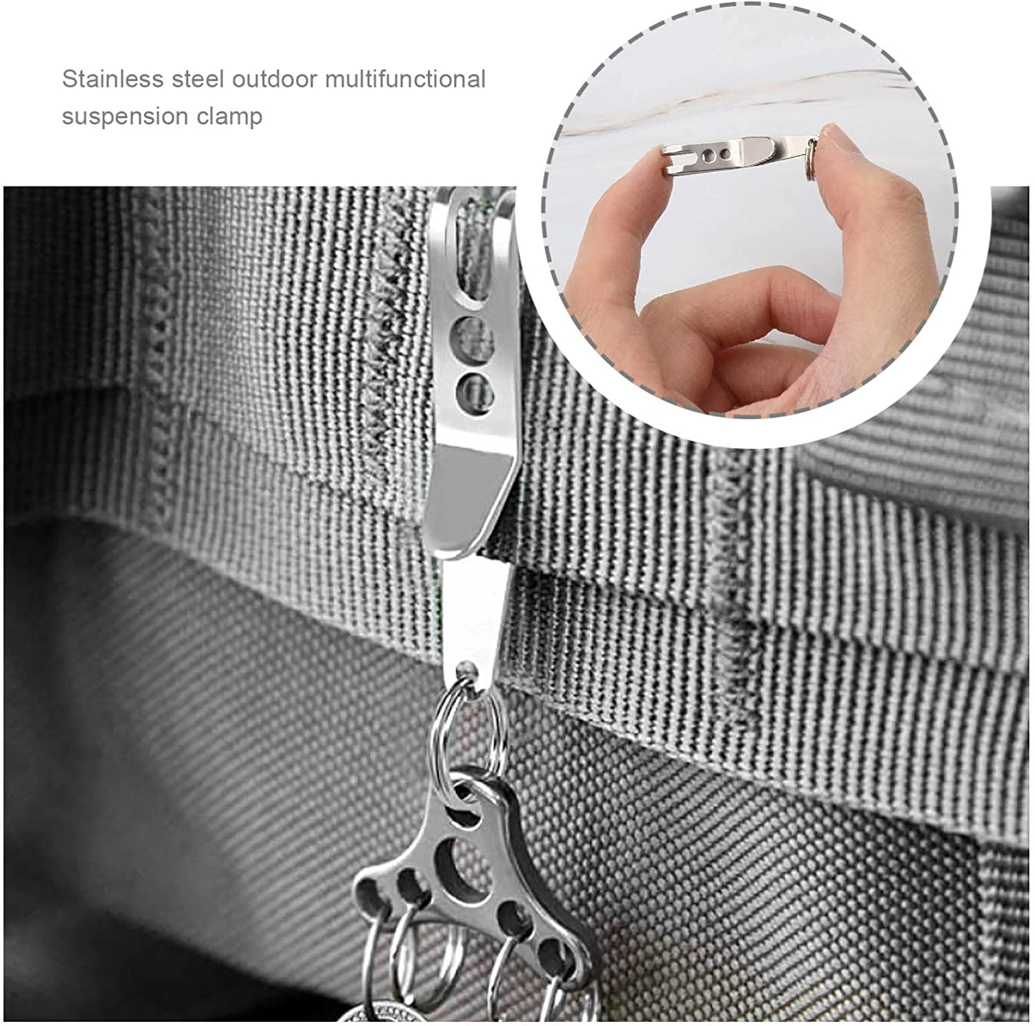 SING F LTD 8PCS Suspension Clip for Hanging EDC Items Key Torch Flint Flash Drive Emergency Whistle Multi-Purpose Pocket Clip Key Belt Holder Outdoor Quick Hanging Tool with Key Ring image number 4