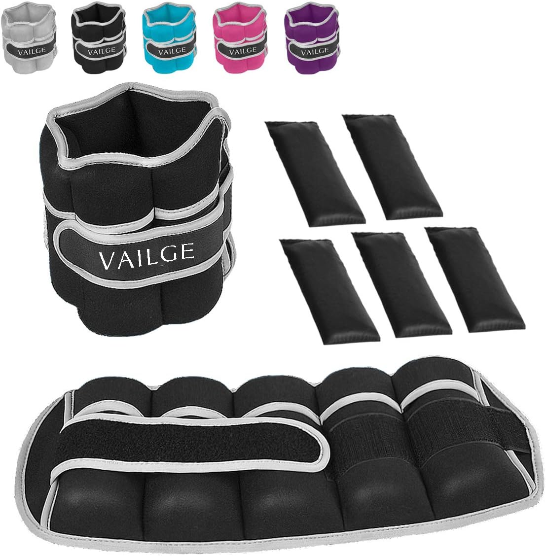 Ankle Weights Adjustable Leg Weights for Fitness Jogging Walking Exercise, Ankle Weights Women Men 0.5KG - 3KG, Black Grey Pink Blue Purple Wrist and Ankle Weights image number 4