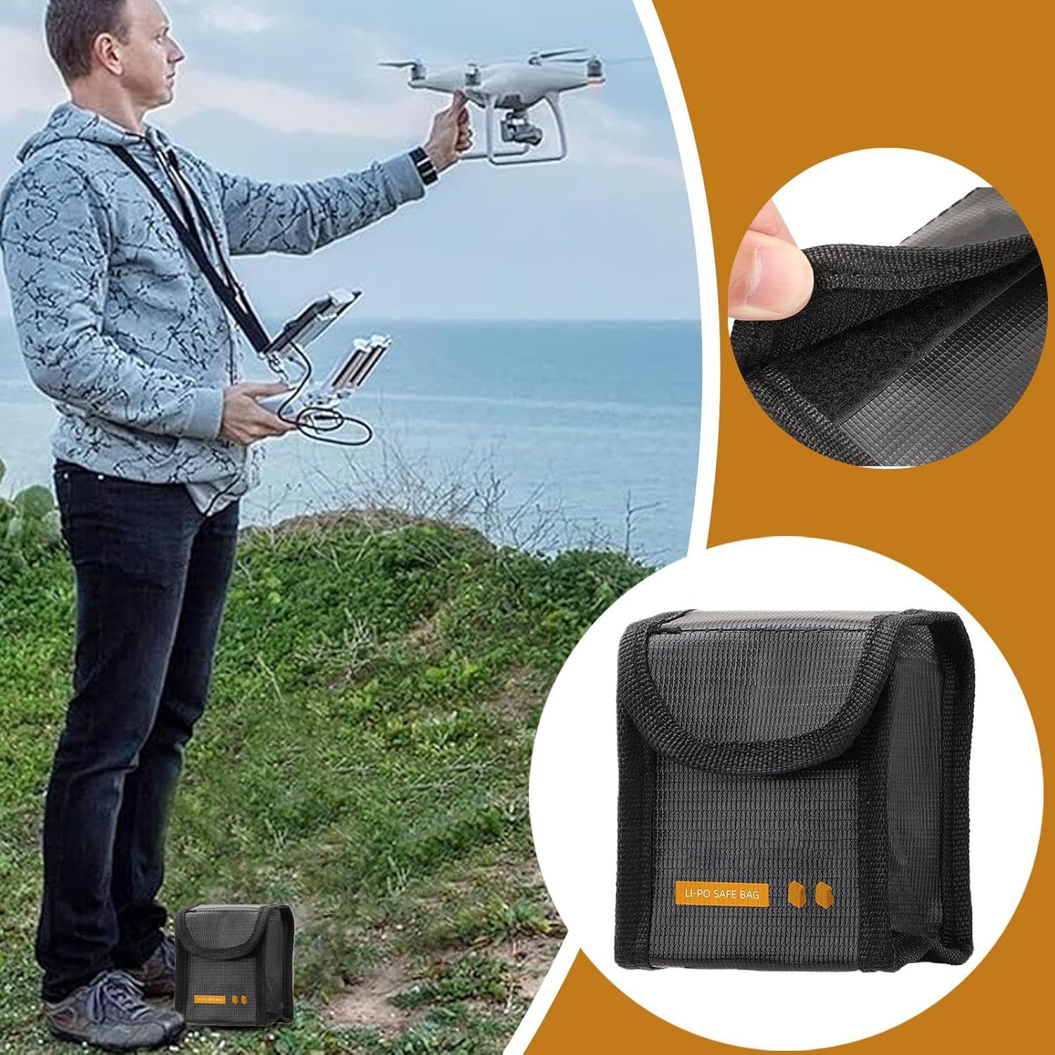 Lithium Battery Storage - Protective Holder, Battery Protection - Drone Accessories | High Temperature Fireproof Storage Case, Safety Battery Box, Compact Lithium Protection Case, Resistant - M image number 3