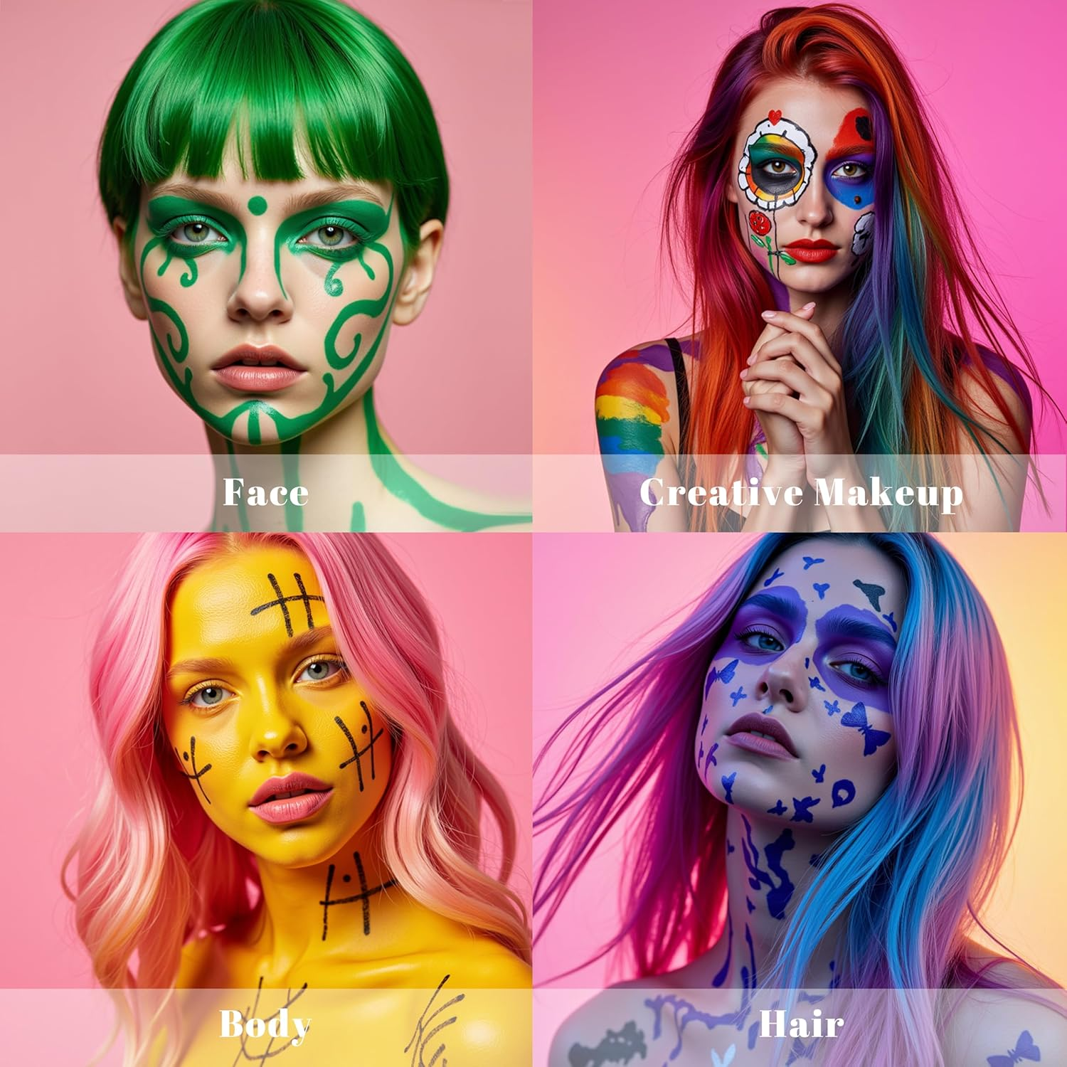 YBUETE Green Face Body Paint Stick, Cream Shimmer Face Body Painting Kit for Halloween Skeleton Skull Clown Cosplay Makeup, Full Coverage Foundation Painting for Prom Party SFX - Blue image number 5