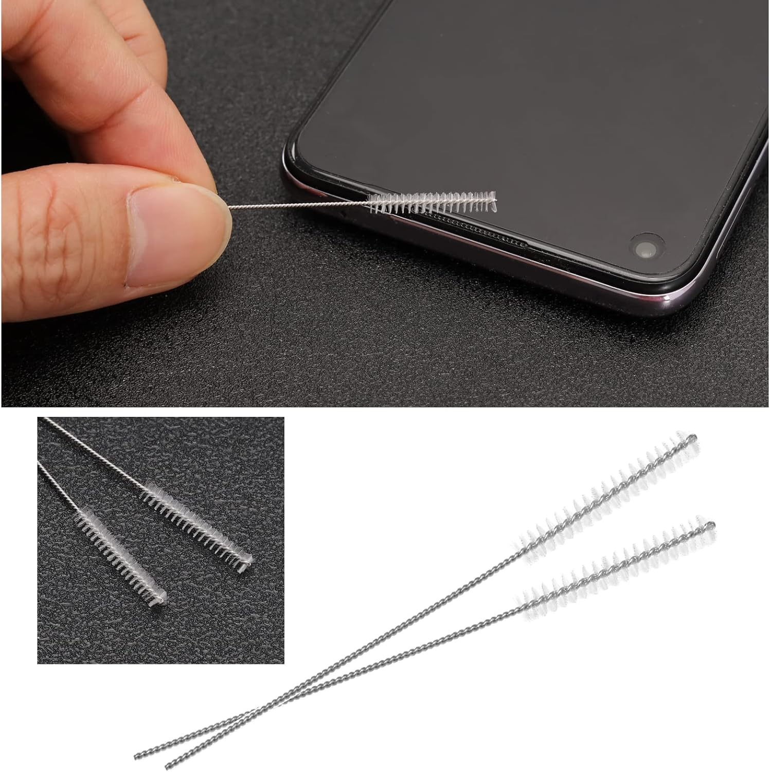 Emsea 10Pcs 2.5Mm Hearing Aid Tube Brush Hearing Aid Cleanings Kits Aid Vent Brush for Cleanings Dredging Ventilation Hole Sound Guide Tube 60Mm Length image number 1