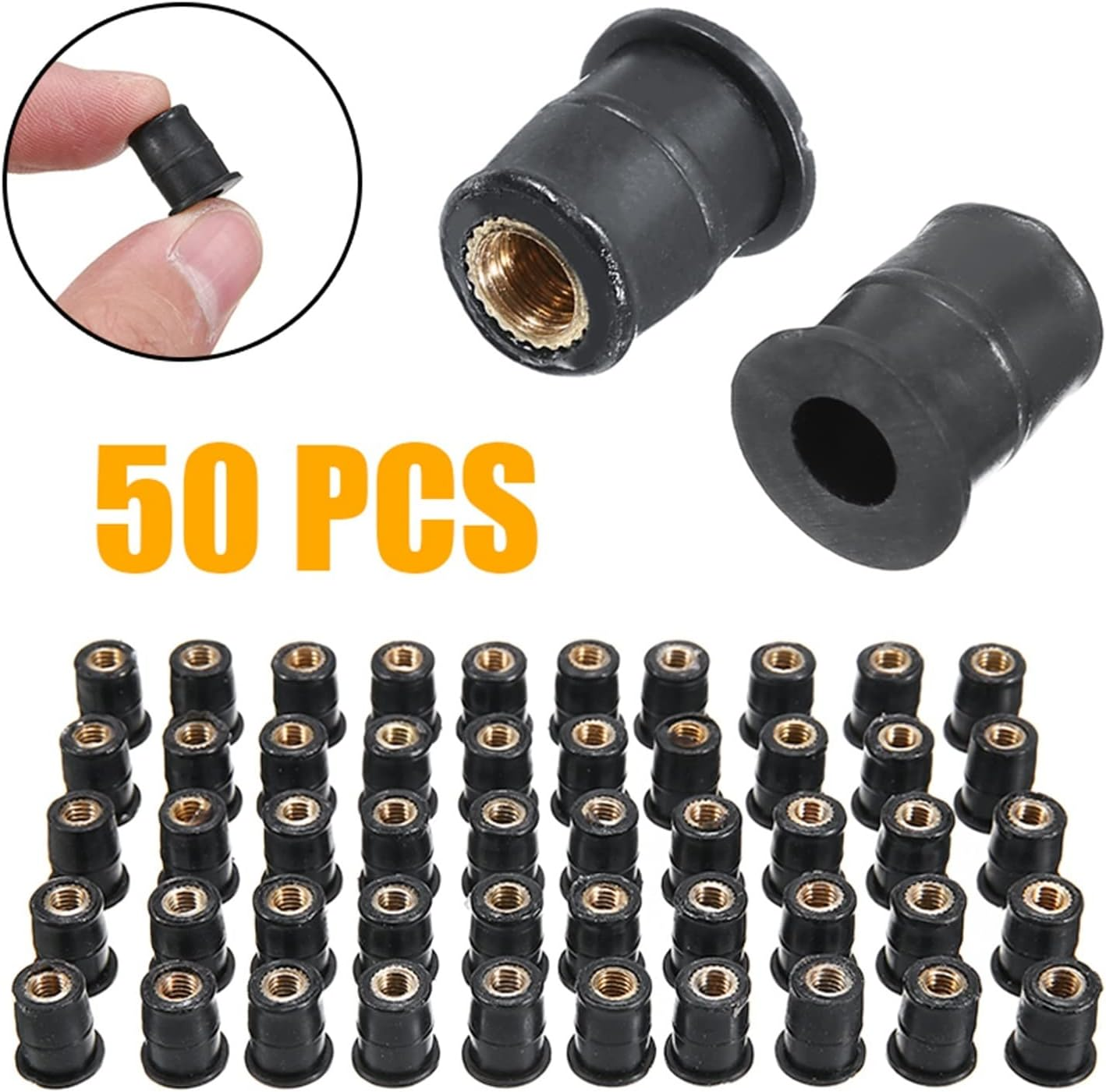TURRA 50Pcs/Set Motorcycle Scooter M5 Metric Rubber Well Nuts Windscreen Windshield Fairing Cowl Accessories image number 4