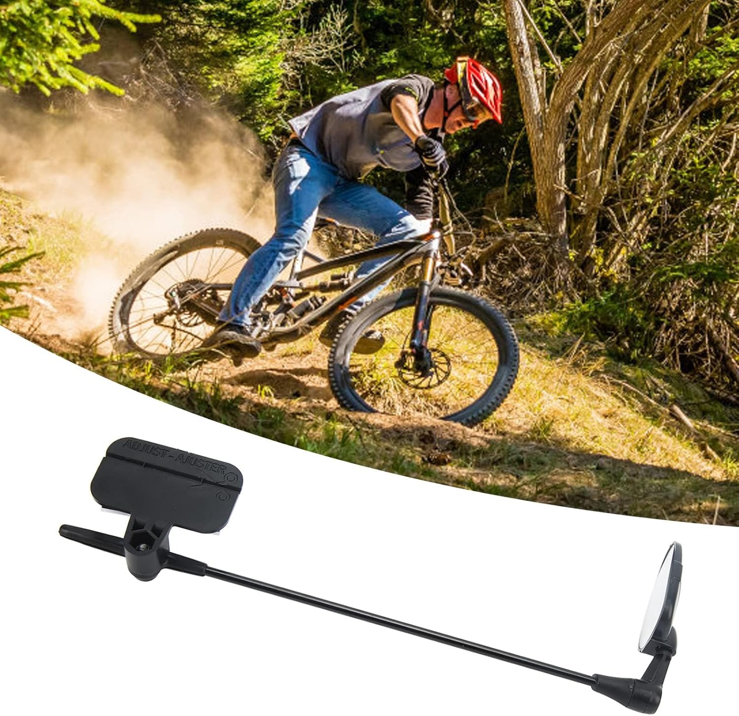 Bike Helmet Mirror, 360&deg; Adjustable Aluminum Alloy Rear View Safety Mirror with Flat Glass & Quick Strap, Cycling Helmet Accessory for Road & Mountain Biking