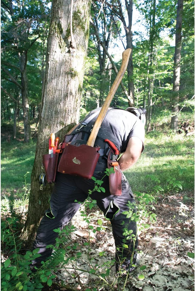 Leather Plastic Lined Burgundy Axe Sheath/Protector/Pouch image number 1