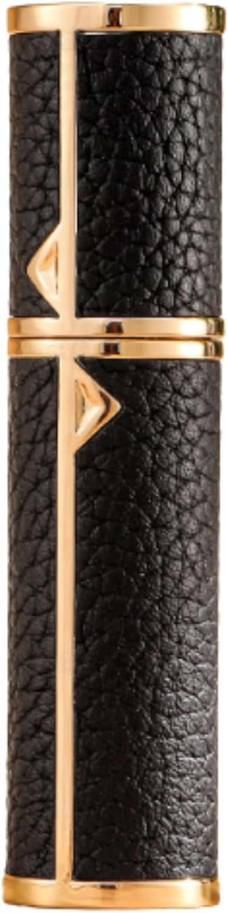 ASADAYS Magnetic Luxury Leather Perfume Atomiser 8ML Travel Refillable Spray Bottle with 5-Second Refill & 3-5 Days Scent Retention Ultra-Portable for Handbags (St-Black-5Ml)