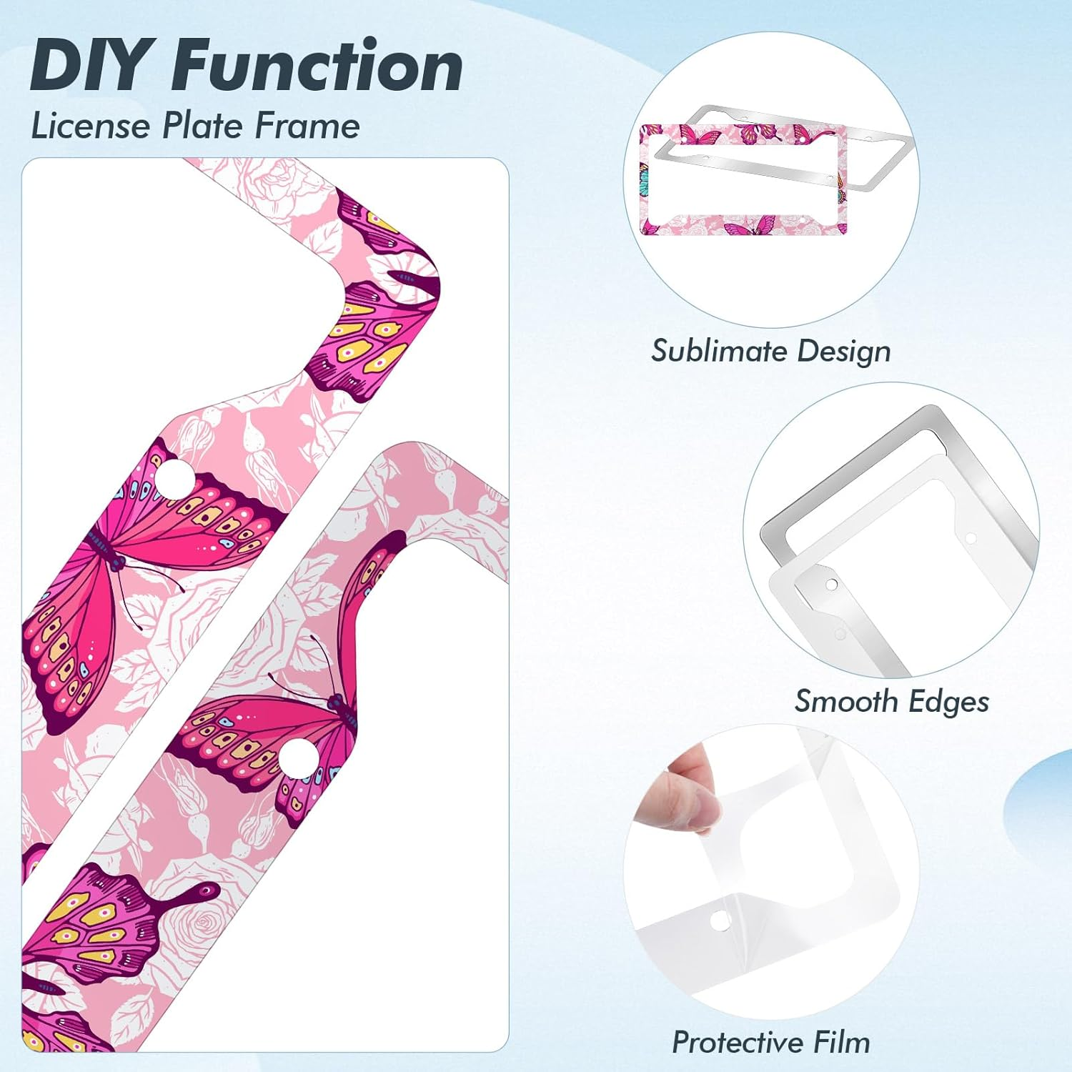 BBTO 12 Pcs Sublimation License Plate Frame Blanks, Universal Metal Aluminum License Plate Holder White Heat Thermal Transfer License Plate Covers DIY Custom Car Tags for Front Rear Frame Accessory image number 3