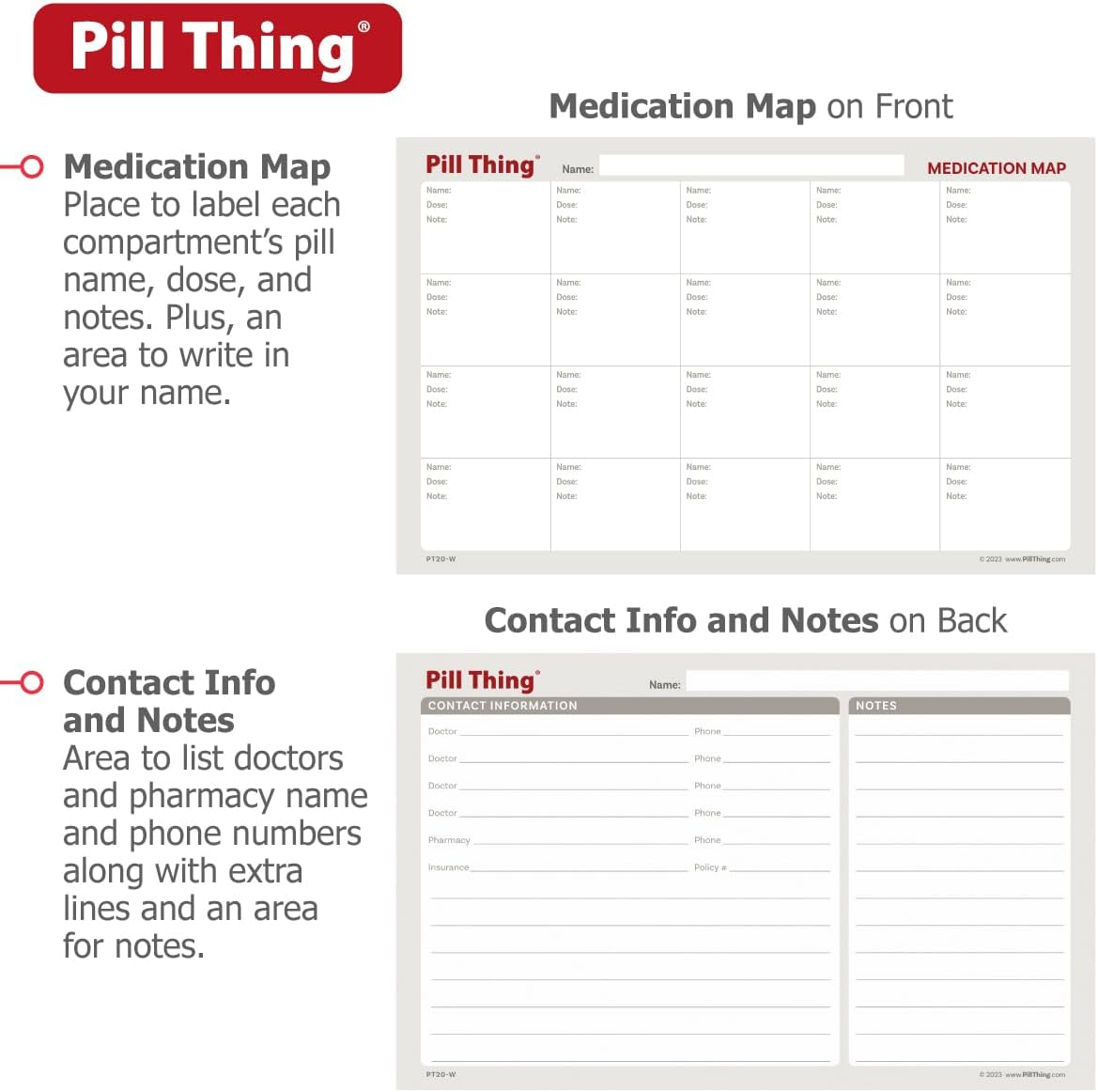20 Compartment Large Pill Case with Airtight Seal - Silicone Gasket Waterproof Med Box with Medication Map (20 Compartment, 1 Pack) image number 3