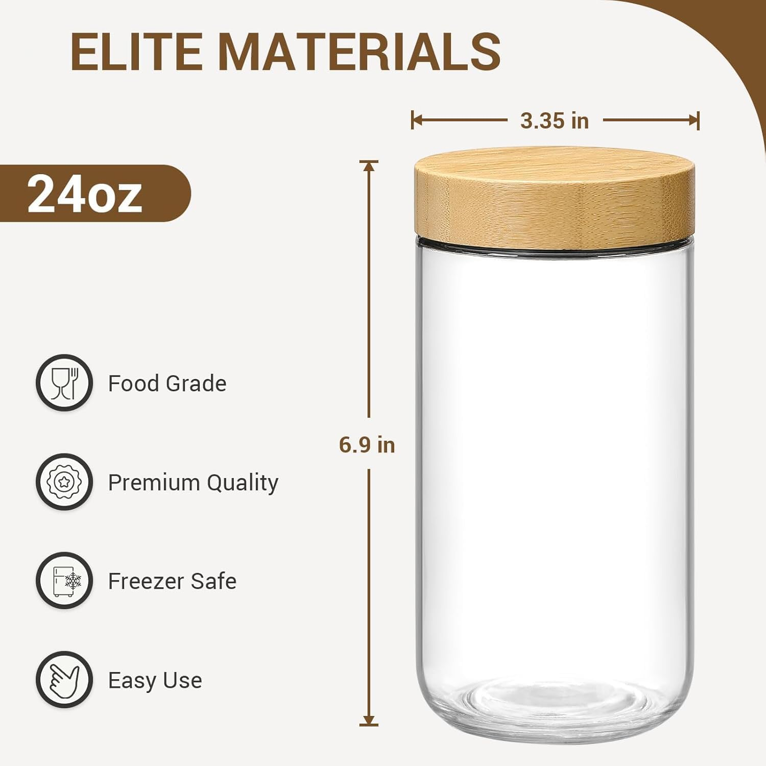 6 Pack Glass Jars with Airtight Lids, Overnight Oats Containers with Bamboo Lids, Wide Mouth Mason Salad Jars, Glass Food Storage Containers for Snacks Yogurt Sugar Flour Cookie Cereal (700Ml) image number 5