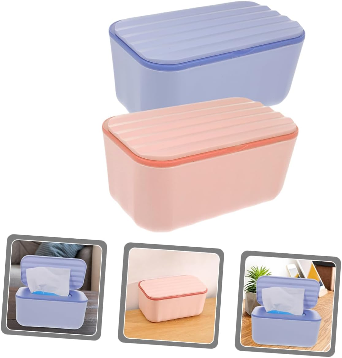 Yardenfun 2Pcs Refillable Wipe Dispenser Tissue Box Holder for Bathroom Portable Desktop Wipe Holder Case Reusable Dispenser for Diaper Bag image number 6