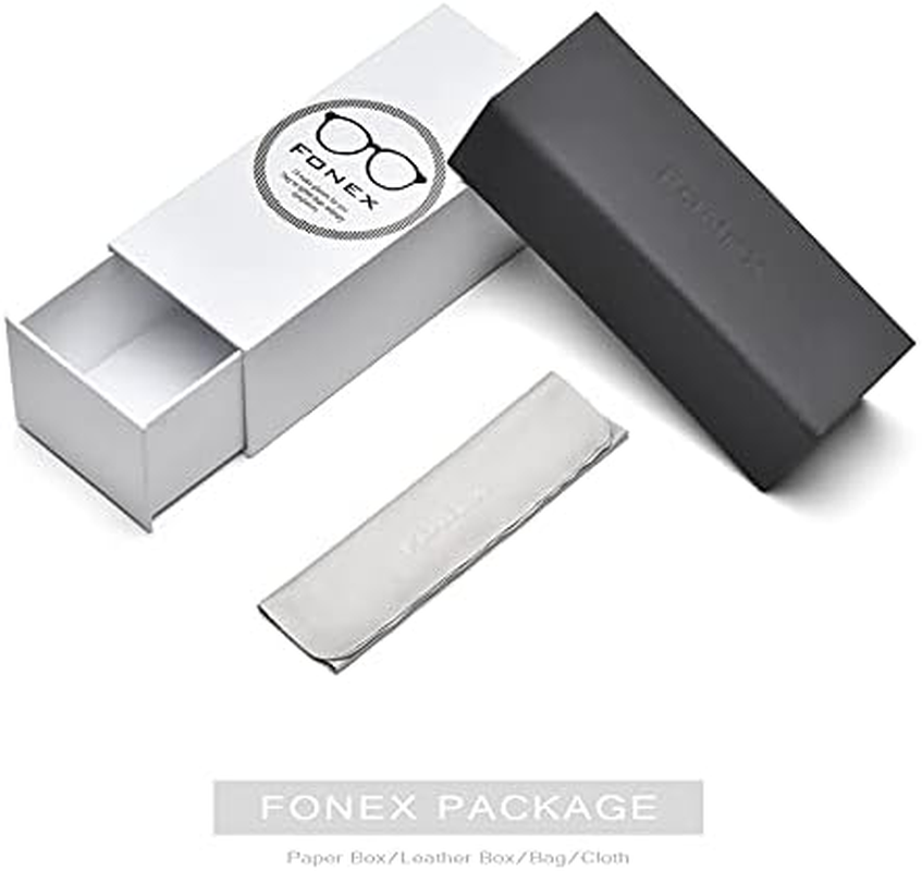 FONEX Titanium Glasses Frame for Men,Square Eyewear Full Optical Eyeglasses F85641