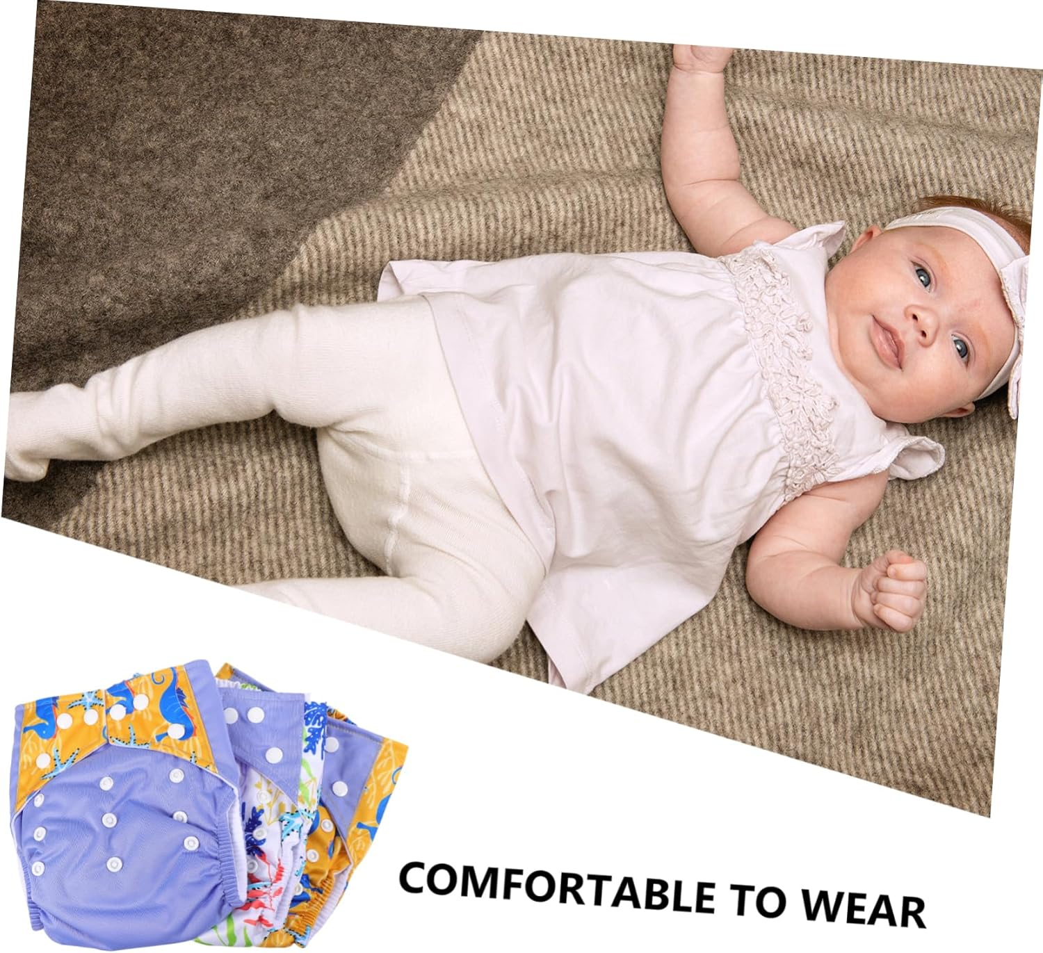 Ibasenice 3Pcs Mum Mum Digital Printed Cloth Diapers Washable Pocket Diaper Comfortable Stylish for Boys Girls image number 4