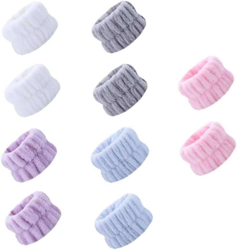10 Pcs Face Washing Wristbands - Microfiber Spa Washband Towel for Women Girls - Absorbent Sweatband image number 3