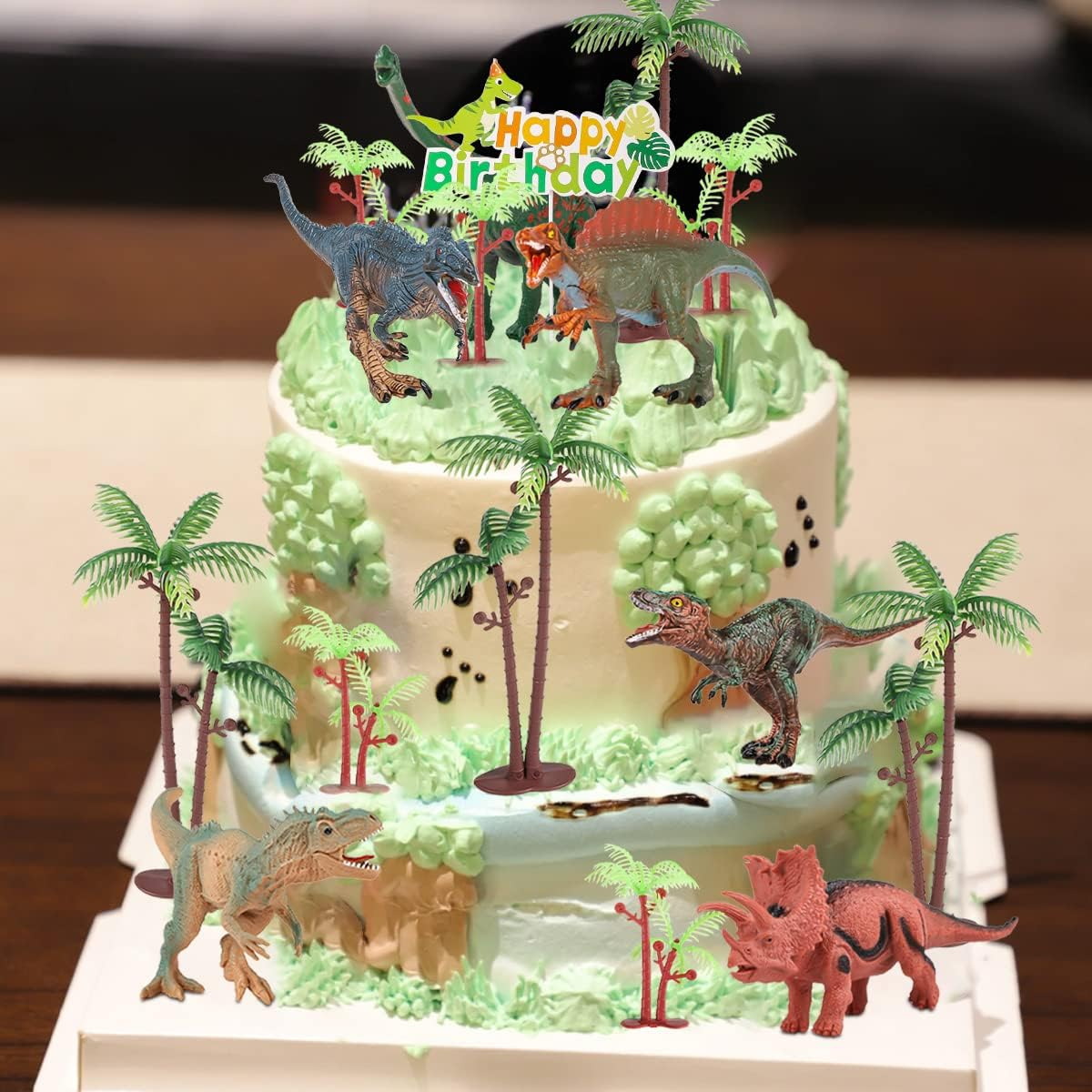 Dinosaur Cake Decorations Cupcake Topper Dinosaur Cake Toppers for Kids Birthday Baby Shower Party Supplies 18PCS image number 1