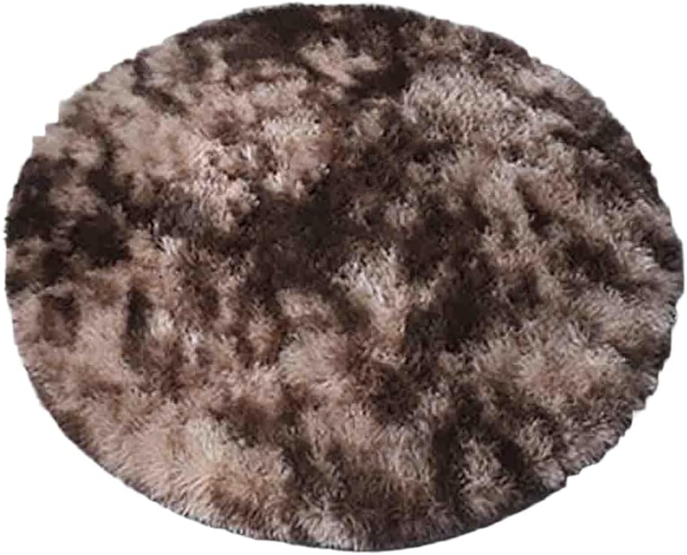 Coffee Brown round Rug, Ultra Soft Shaggy Circular Carpet, Non-Slip Eco-Friendly Fluffy Floor Mat, Cute Room Office Decor, for Living Room, Bedroom, Yoga & Office ﻿ image number 6