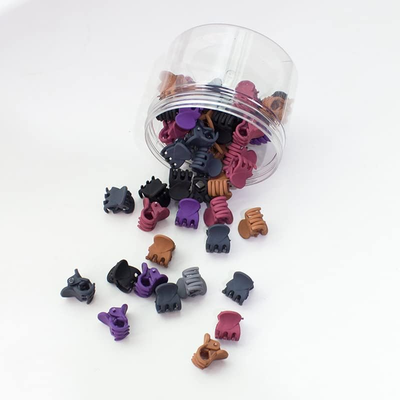 50 Pieces Mini Hair Clips for Women Girls Small Hair Clips Small Claw Clips Tiny Acrylic Pine Clips with Transparent Box (Matte Multicolours)