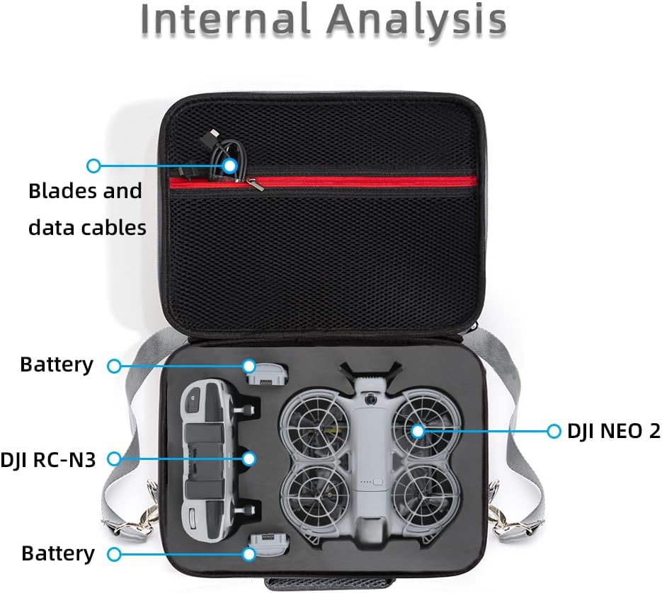 Zlit Carrying Case for DJI NEO 2 Drone Fly More Combo Travel Portable Shoulder Bag Storage Case (Grey) image number 3