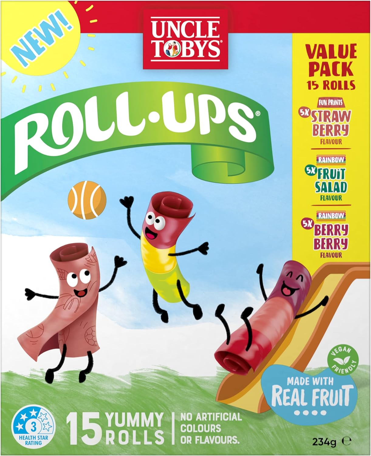 UNCLE TOBYS ROLL-UPS Variety Fruit Snack 6X15 Pack image number 1