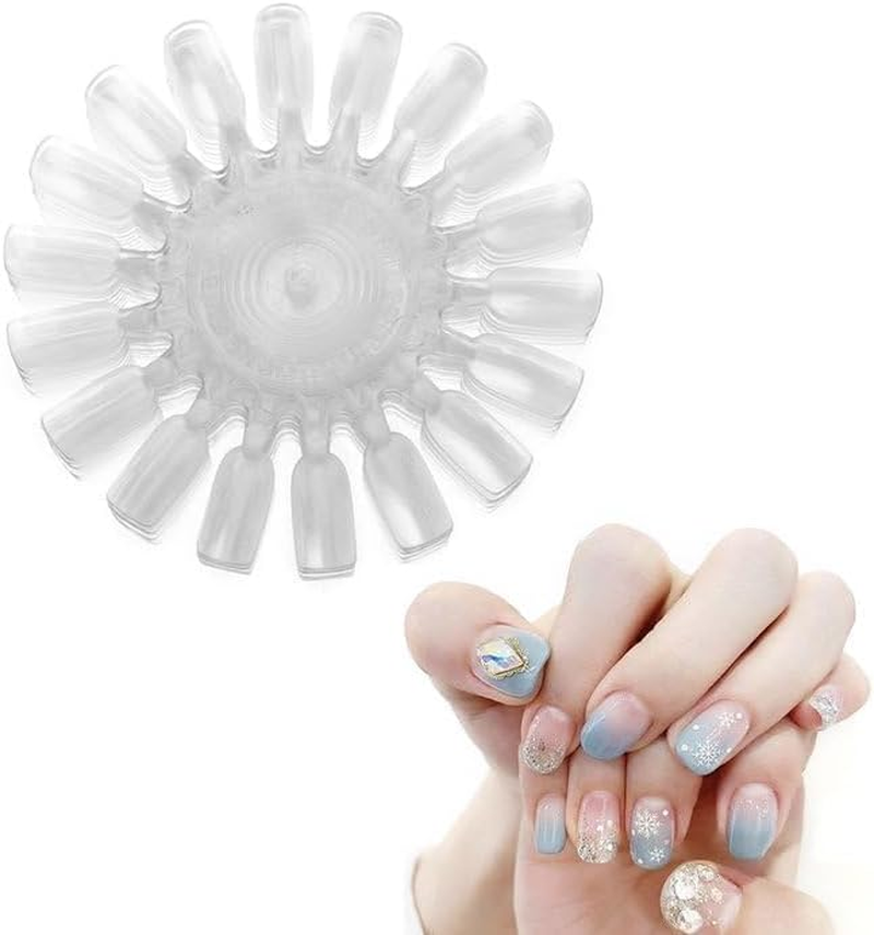 180Pcs Transparent Clear Nail in 1 Swatch Wheel, Nail Art Polish Practice Display Tips Nail Sample Sticks, Nail Practice Color Display Polish Board for Home DIY Manicure Nail Swatches image number 6