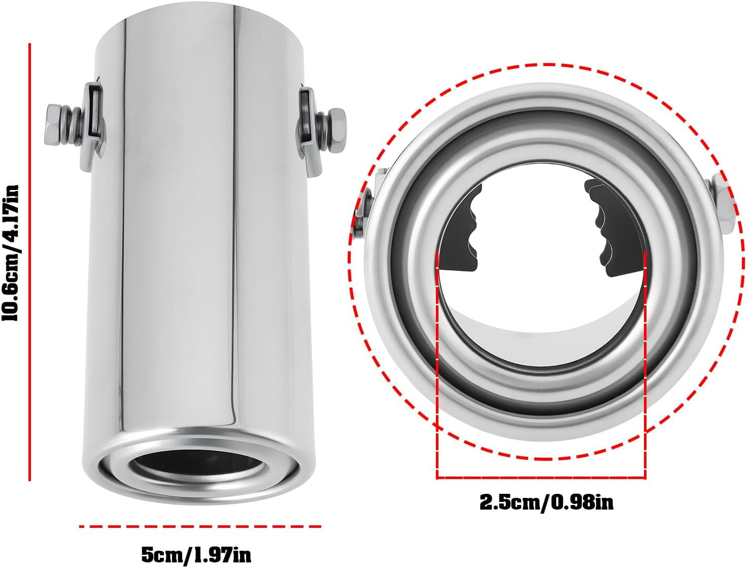 Car Stainless Steel Exhaust Tip Trim 106X50Mm Compatible with Fiat 500 Brava Bravo Duna Fiorino Idea Panda image number 5
