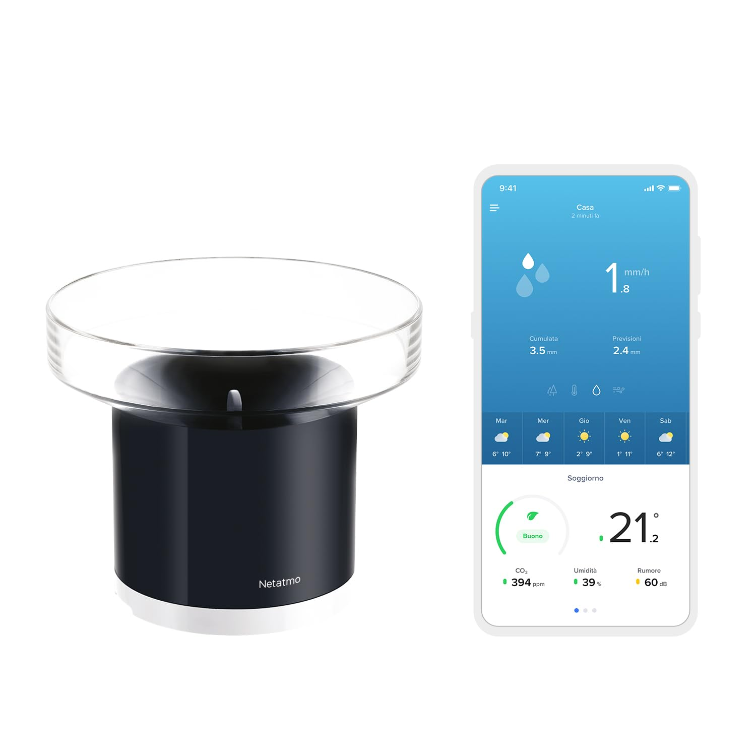 Netatmo NRG01-WW Rain Gauge Weather Station - Black image number 1